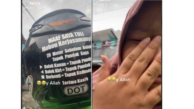 Cara komunikasi ojol tuna rungu dengan penumpang bikin publik salut (TIkTok)