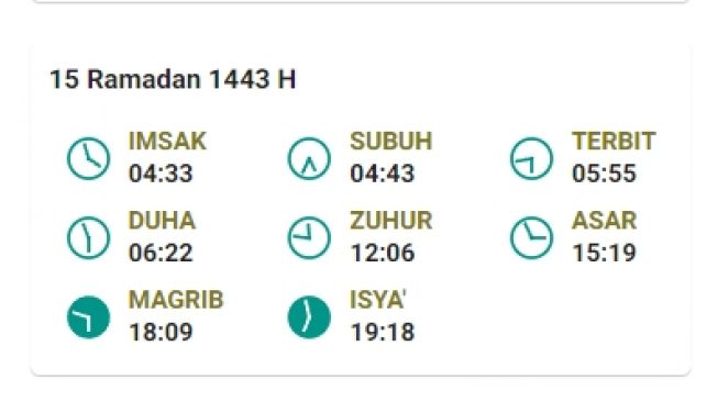 Jadwal Imsakiyah dan salat Subuh di Tanjungpinang