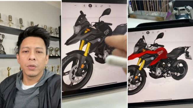 Ariel Noah berbagi momen dimana dirinya mendesain motor modifikasi menggunakan aplikasi di laptop (Facebook)