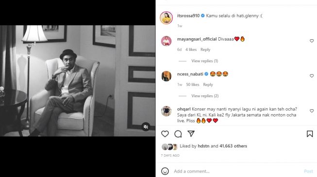 Rossa bawakan lagu Glenn Fredly berjudul Sekali Ini Saja [Instagram/@itsrossa910]