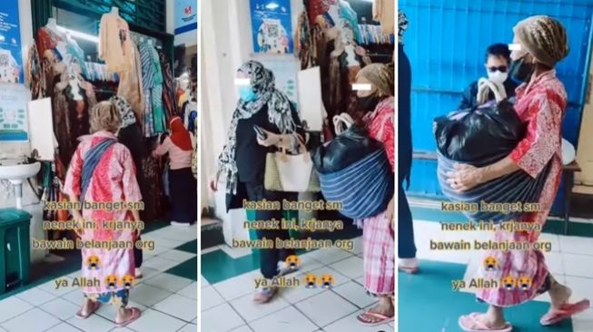 Nenek-nenek bekerja menjadi buruh gendong walau sudah sepuh. (Instagram/@viralyes)