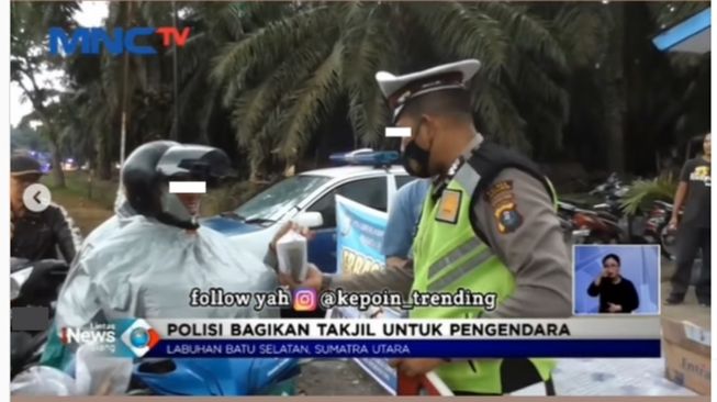 Pemotor langsung tancap gas lantaran mengira akan terkena razia polisi, padahal sedang bagi-bagi takjil. (Instagram/@kepoin_trending)