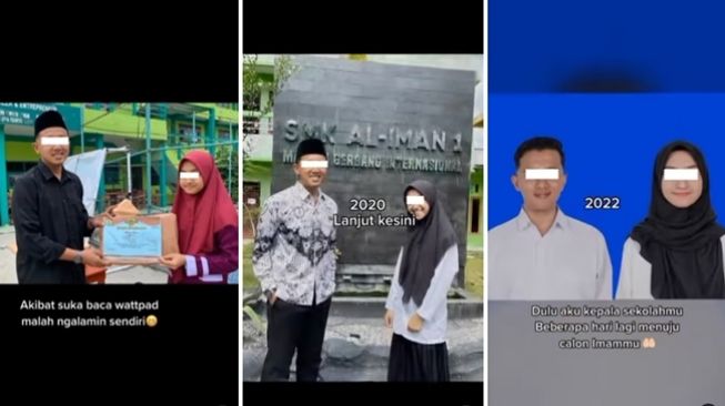 Viral pernikahan kepala sekolah dan siswinya yang disebut bak kisah Wattpad. (Instagram/@dagelanviral)