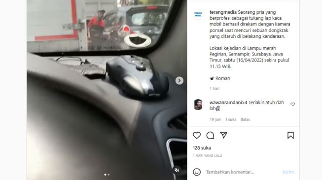 Viral Tukang Lap Kaca Mobil Diduga Gondol Dongkrak Kendaraan di Lampu Merah Surabaya