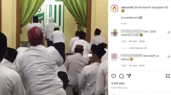 Viral salat tarawih secepat kilat, 2 rakaat selesai dalam hitungan detik. (Instagram/@indoviral8)