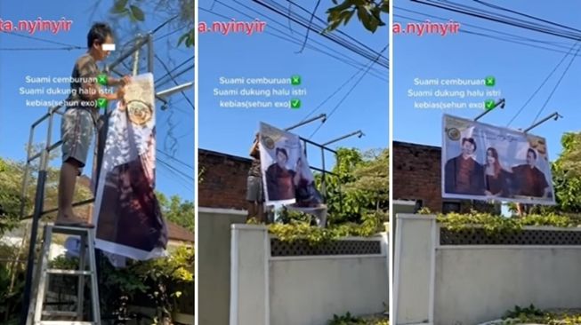 Kelewat Bucin, Suami Rela Pasang Baliho Foto Halu Istrinya Bersanding dengan Sehun EXO, Banjir Pujian Publik