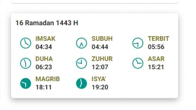 Jadwal Berbuka dan salat di Batam