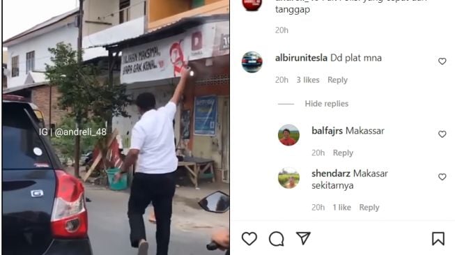 Viral pemobil menembakkan pistol ke atas usai melihat bentrokan di jalan (Instagram)