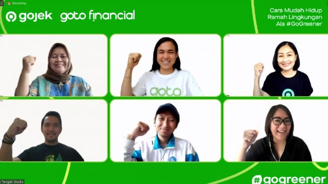 Gojek dan GoTo Financial memperkenalkan fitur Pohon Kolektif #GoGreener, jumpa pers virtual, Rabu (20/4/2022). [Gojek Indonesia]