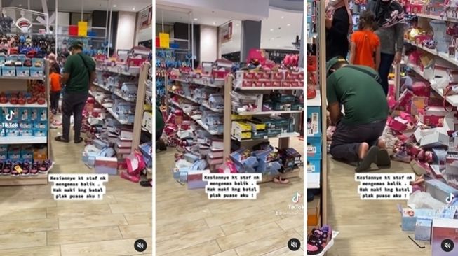 Bocah Tega Bikin Berantakan Rak Toko Sepatu, Pembeli Lain Sampai Speechless: Mau Memaki Nanti Batal Puasa Aku!