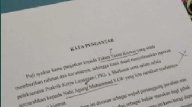 Viral Laporan PKL Sebut Tuhan Yesus dan Nabi Muhammad di Kata Pengantar