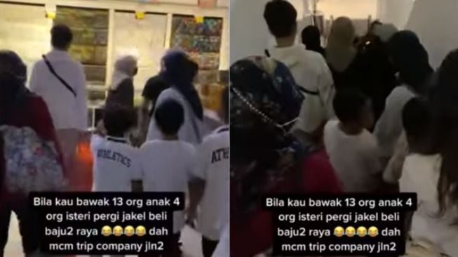 Viral Video Pria Bawa Empat Istri dan 13 Anaknya Belanja Baju Lebaran: Berasa Liburan Kantor