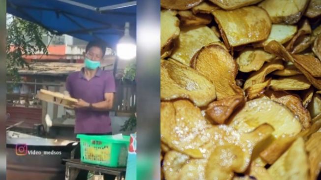 Joget Aduhai Sambil Memasak, Aksi Penjual Keripik Pisang Ini Bikin Salfok Pengendara