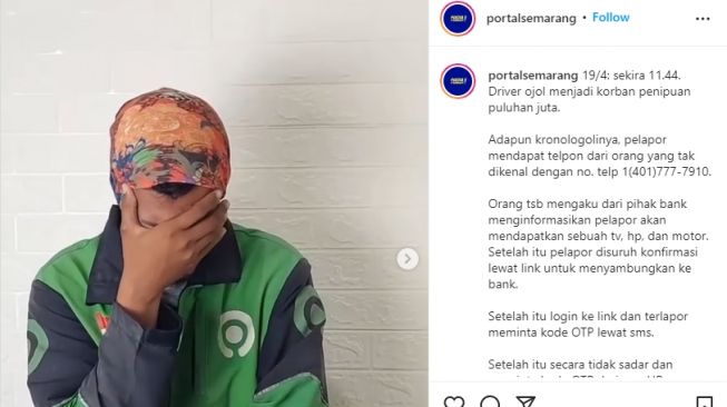 Ojol kena tipu unduan berhadiah motor, tabungan di rekening ludes tanpa sisa (Instagram)