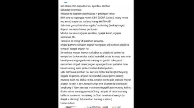 Modus penipuan dengan gaya baru, ngajak kenalan kemudian melancarkan aksi penipuan (Facebook)