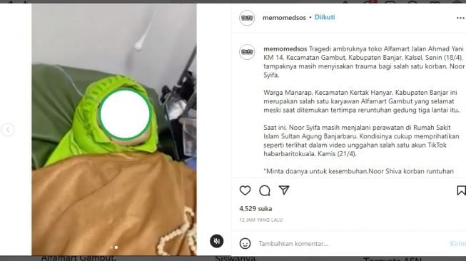 Korban Selamat Alfamart Ambruk, Noor Syifa Terus Merintih Kepalanya Berdarah Saat Terbaring di Rumah Sakit