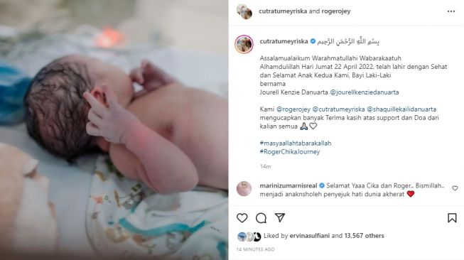 Anak Kedua Cut Meyriska dan Roger Danuarta Baru Lahir, Ini Kepribadiannya Menurut Weton Jawa