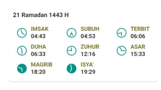 Jadwal Imsakiyah di Pekanbaru