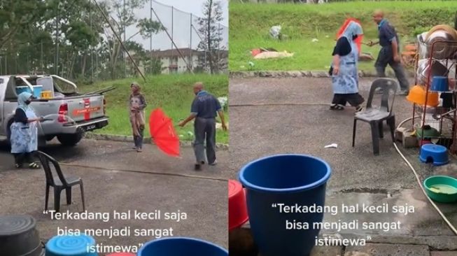 So Sweet, Kakek Nenek Main Kejar-kejaran dan Semprot Air dari Selang, Warganet Gemas (instagram/@kongsi.viral)