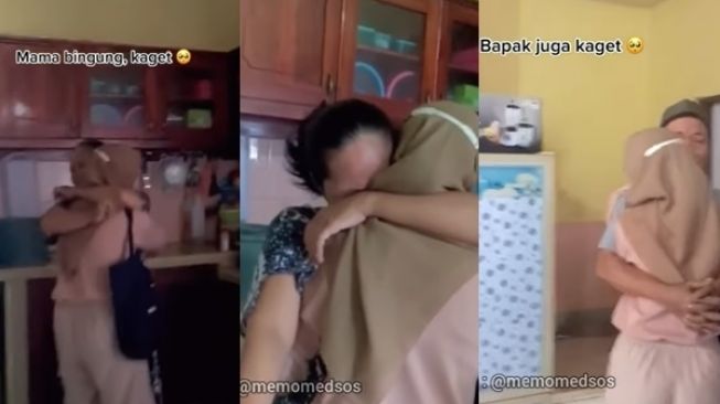 Wanita Mudik Tanpa Beri Kabar Orang Tua, Reaksi Keluarganya Bikin Warganet Ikut Nangis (instagram/@memomedsos)