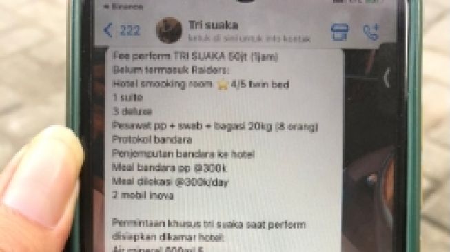 Fee dan List Aturan Sewa Diduga Milik Tri Suaka (Twitter /@MiskinTV_)