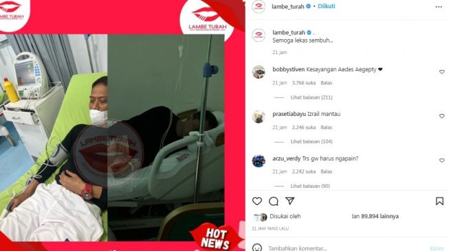 Unggahan soal Doddy Sudrajat saat menjalani perawatan di rumah sakit [Instagram/@lambe_turah]