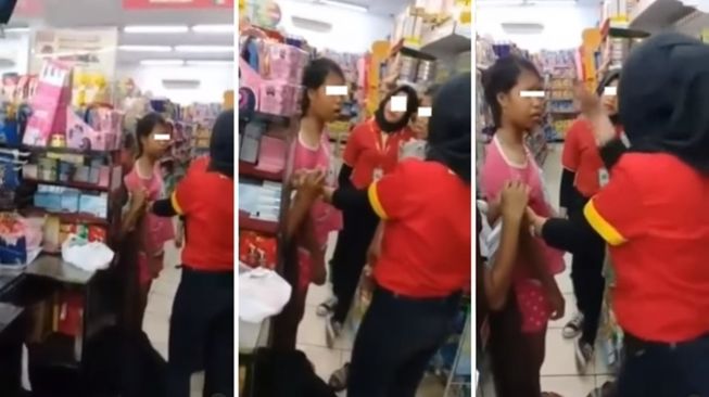 Bocah tidak merasa bersalah dan malah menantang balik para pegawai setelah tertangkap basah mencuri di minimarket. (Instagram/@suarabergema2.id)