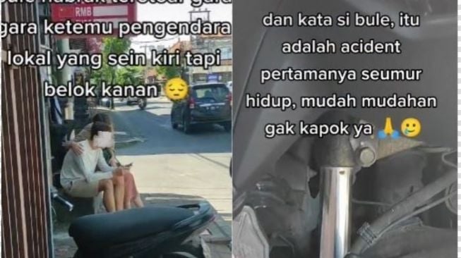 Viral, Video Bule di Uluwatu Duduk Lesu, Diduga Tabrak Trotoar Karena Ada yang Sein Kanan Belok Kiri