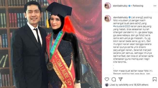 Artis wisuda saat hamil (Instagram/@donitabhubiy)