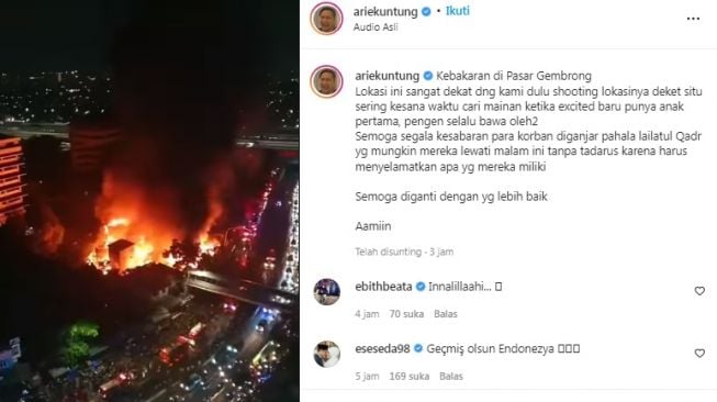 Unggahan Arie Untung [Instagram/@ariekuntung]