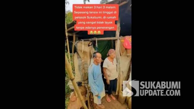 Postingan video viral pasutri lansia di Desa Bojongtipar Kabupaten Sukabumi yang tinggal di saung tengah sawah (Sukabumi Update)