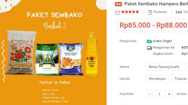 Paket sembako murah 5. (Foto: Dok. Shopee(