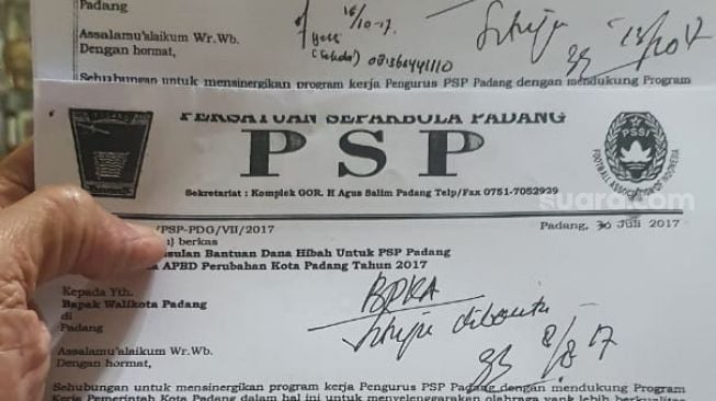 Kasus Korupsi KONI Padang, Foto Surat Pengusulan Dana Hibah untuk PSP Padang Beredar di Medsos