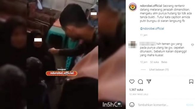 Rentenir tega marah-marah dan larang jenazah pemilik utang dimandikan. (Instagram/@ndorobei.official)