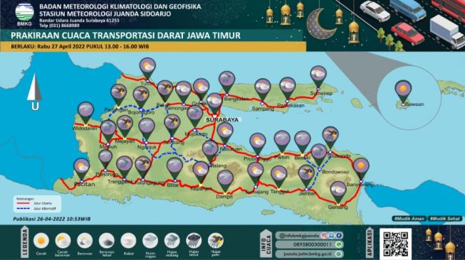 Biar Mudik Aman di Jatim, BMKG Fasilitas Pemudik Layanan Informasi Cuaca di Tol dan Obyek Wisata