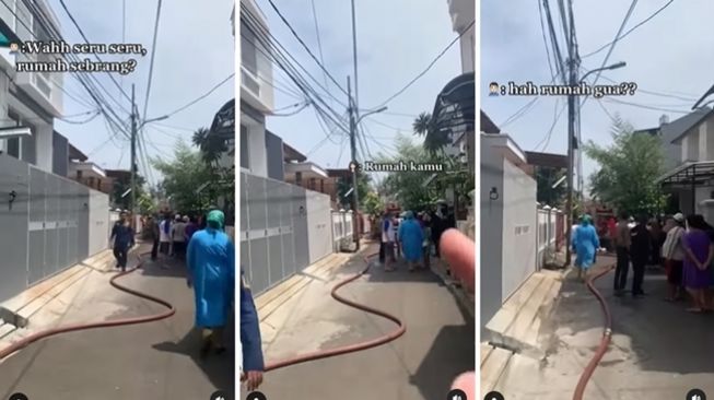 Kocak! Pemuda Seru-seruan Kira Kebakaran di Rumah Tetangga, Auto Panik Tahu Ternyata Rumahnya yang Terbakar