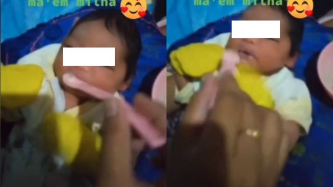 Duh! Baru Lahir Beberapa Jam, Bayi Ini Malah Disuapi Bubur oleh Ibunya Sendiri, Publik Dibikin Geram