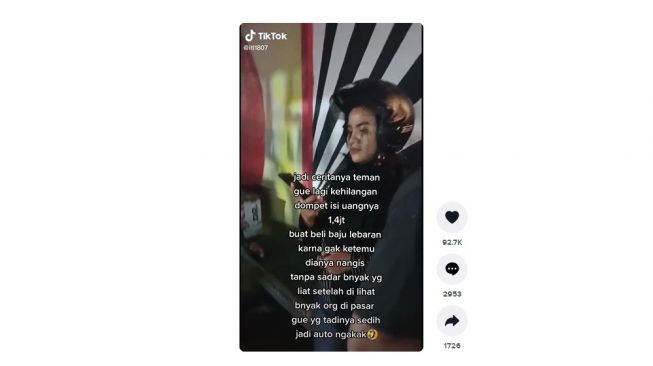 Kehilangan uang dan menangis, malah bikin salfok karena maskaranya luntur. [TikTok]