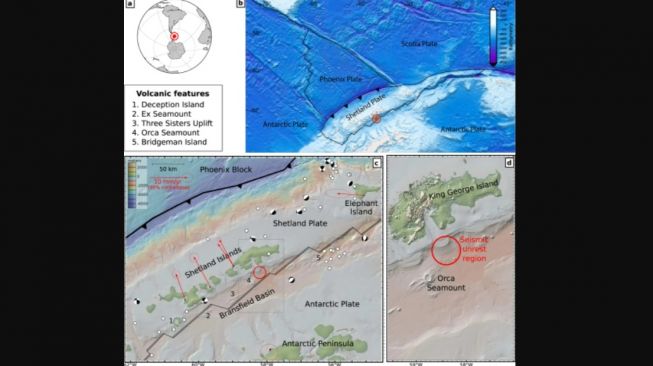 Gunung berapi bawah laut di dekat Antartika. [Nature]