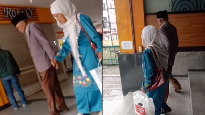 Ngebucin Sampai Tua, Sejoli Lansia Keluar Mal Tak Lepas Gandengan Tangan, Warganet: Panutan