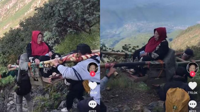 Viral Momen Mbok Yem Pemilik Warung di Puncak Gunung Lawu Turun Gunung untuk Rayakan Lebaran