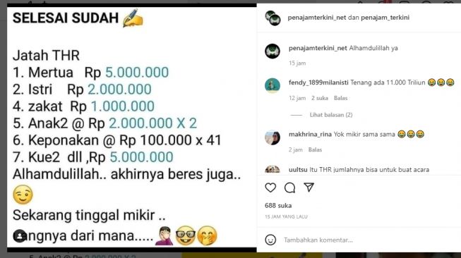 Daftar Jatah THR Keluarga Besar Viral di Medsos, Mertua Dapat Rp 5 Juta, Warganet: Cuma Mimpi