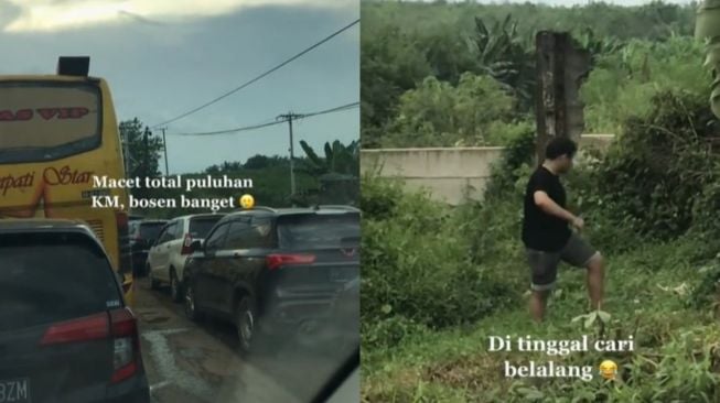 Terjebak Macet saat Mudik, Pria Ini Malah Cari Belalang