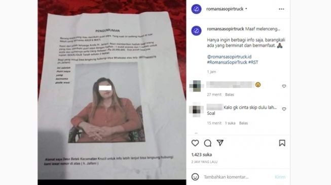 Viral keluarga gelar sayembara berhadiah uang tunai, mobil, rumah sampai tanah 2 hektare untuk calon suami anaknya. (Instagram/@romansasopirtruck)