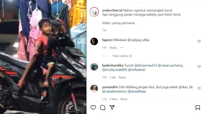 Sosok bocil jaga adiknya di atas motor jadi sorotan publik (Instagram)