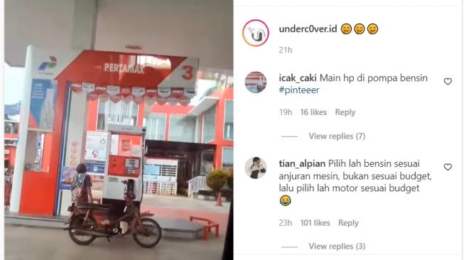 Motor tua isi bensin berjenis Pertamax (Instagram)