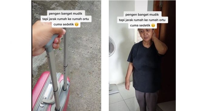 Momen pemudik membagikan momen mudik ke rumah orang tuanya tak sampai 1 detik (TikTok)