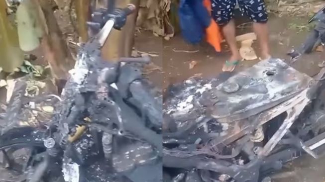 Diduga Ulah Pencuri, Motor Milik Pemancing di Malang Ludes Terbakar