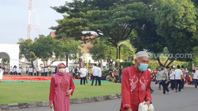 Suasana setelah salat Idul Fitri di Gedung Agung Yogyakarta, Senin (2/5/2022). - (SuaraJogja.id/Hiskia Andika)