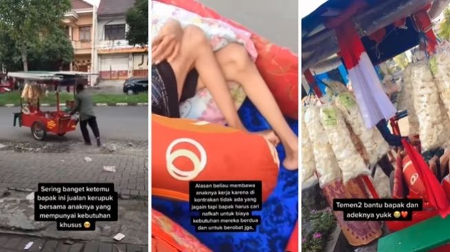 Pilu, Istri Kabur, Bapak Terpaksa Jualan Kerupuk Keliling Sambil Bawa Anaknya yang Berkebutuhan Khusus